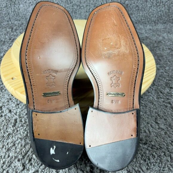 Brass Boot Oxford Genuine Ostrich Leather Mens 8.5 Black Shoe Handmade in Spain main image 8